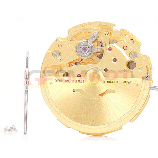 Golden Miyota Citizen 8200 automatic watch movement with day-date feature for precise timekeeping.