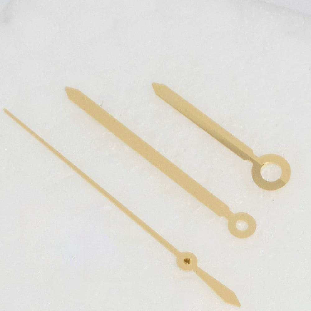 Golden watch hands for ETA C07.111 movement, 11x16.5x17.6mm, no lume by T099, elegant accessory.