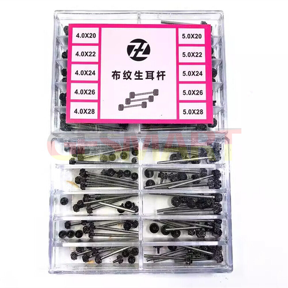 Black stainless steel spring bars with stud screws, linen finish for secure watch strap attachment.