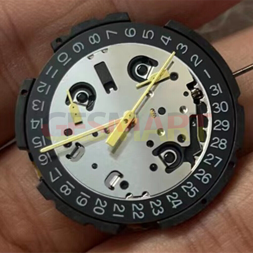 Montre à quartz <tc>ETA</tc> G10.212 originale à cadran noir, mouvement suisse, date à 3/4/6
