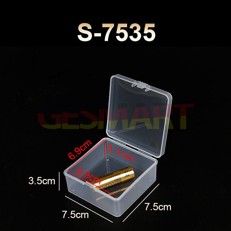 Mini square toolbox container with hinged lid, 3.5x7.5x7.5cm, ideal for small accessory storage.