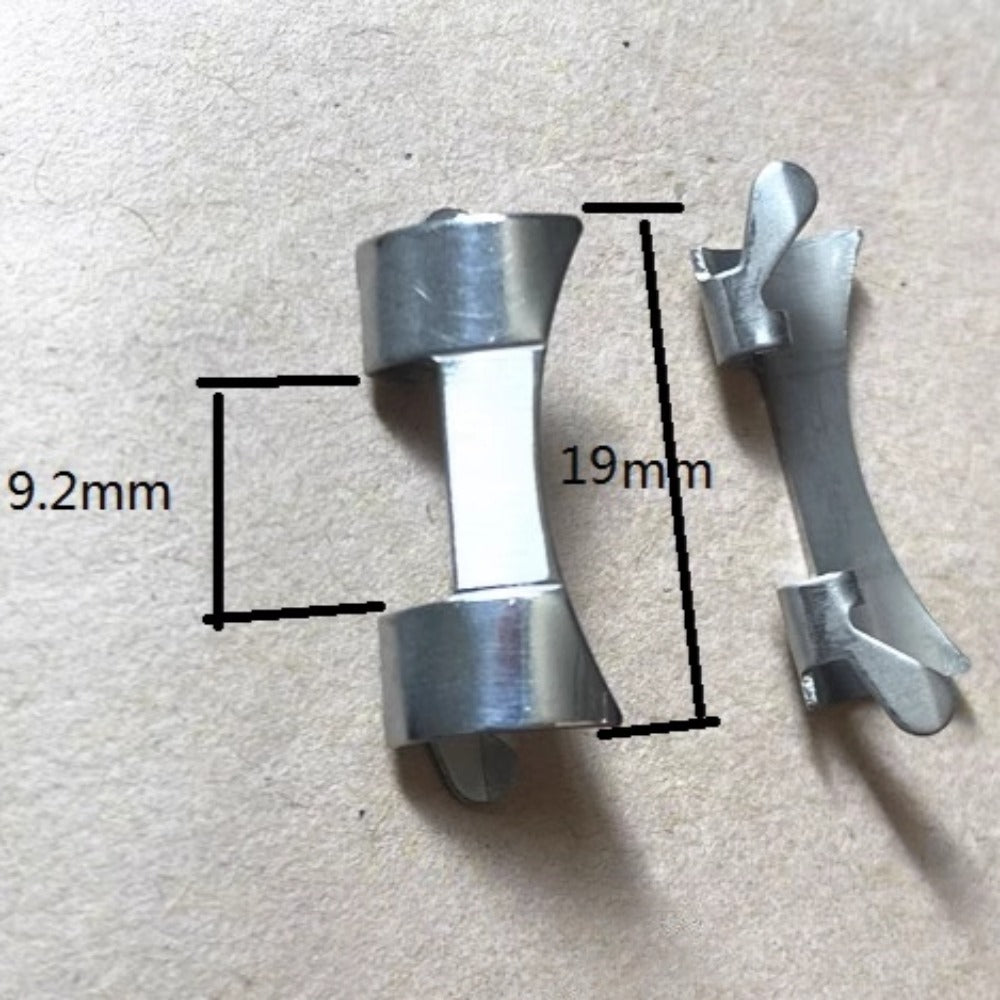 Polished 9.2x19mm Silver Steel Curved End Links Spring Bars Bracelet Watch Band Strap#372