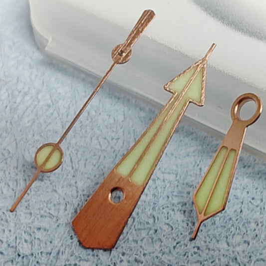 Rose gold C3 lume watch hands for NH34, NH35, NH36, NH38, NH39, NH70, NH72 movements.