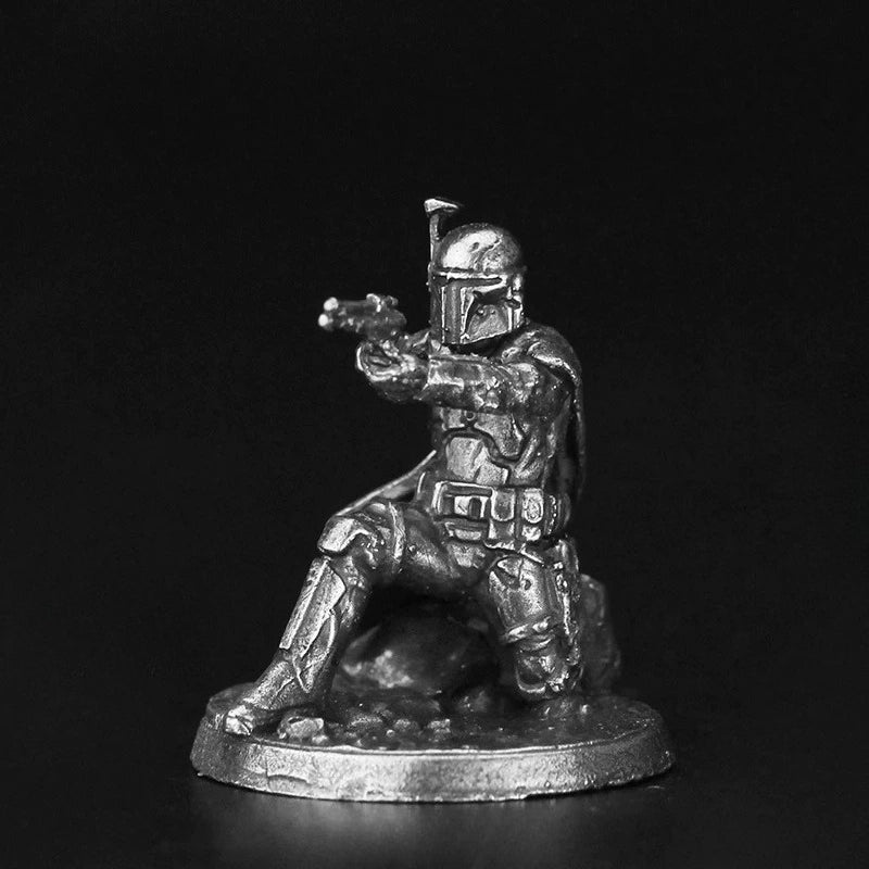 Bounty Hunter Crouching Aim Copper Figurine White Bronze Sci-Fi Wargame 362-13