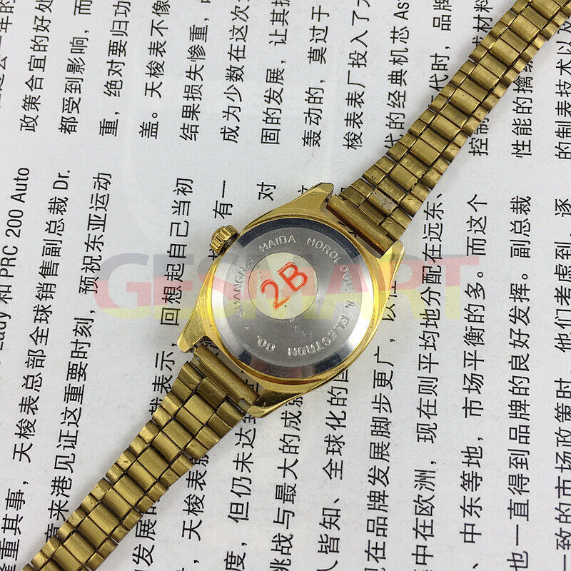HAIDA Lady Watch with 17 jewels, champagne dial, golden nail accents, and square case for elegant style.