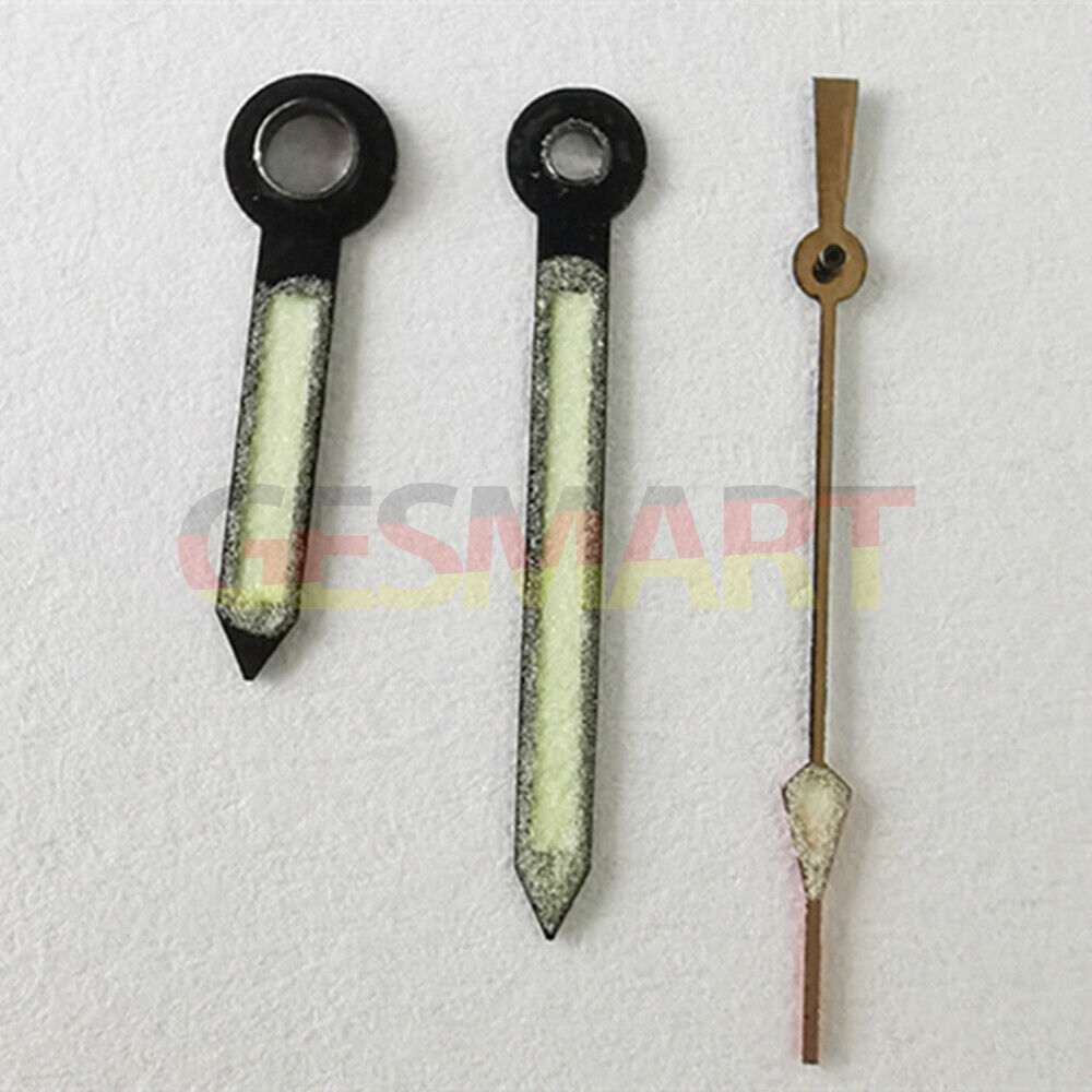 Aiguilles de montre lumineuses vertes avec garniture noire 12,5 x 12,5 x 8,5 mm pour mouvement NH35 NH36