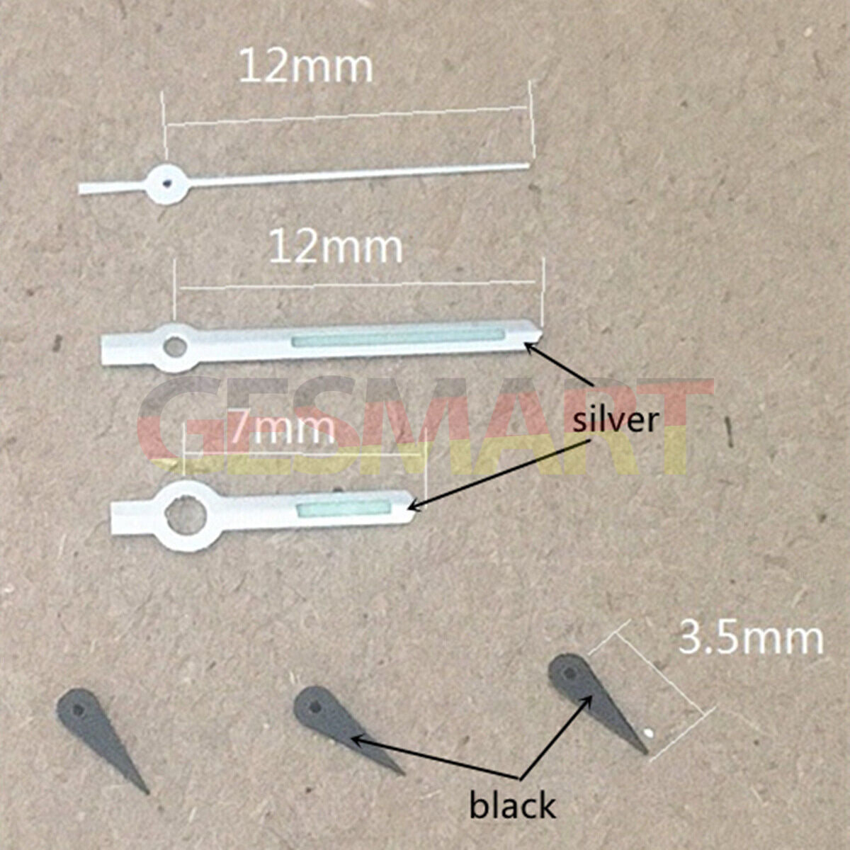 Aiguilles de montre lumineuses vertes de 12 mm avec garniture argentée pour Miyota OS10 OS20 OS22 OS60 OS80