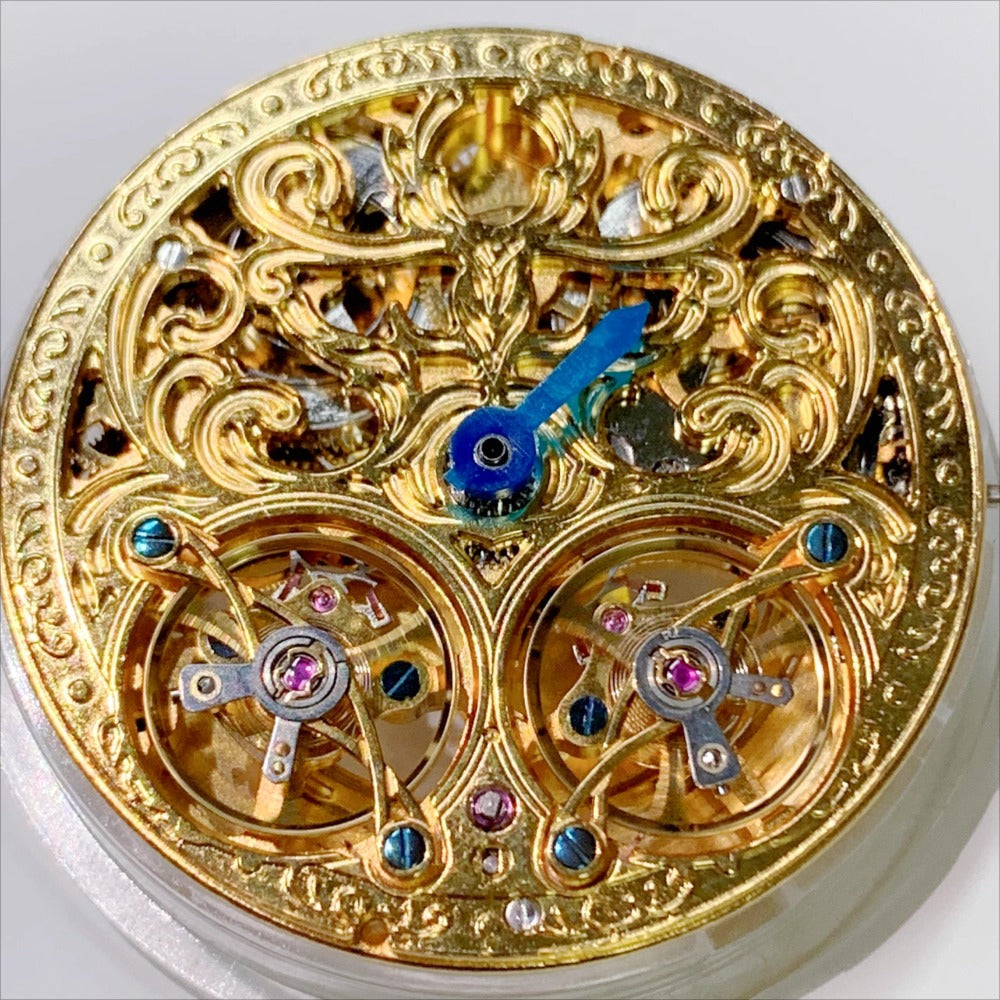 Shanghai China Made Goldene Doppel Balance Rad Hohl 3 Hände Mechanische Bewegung