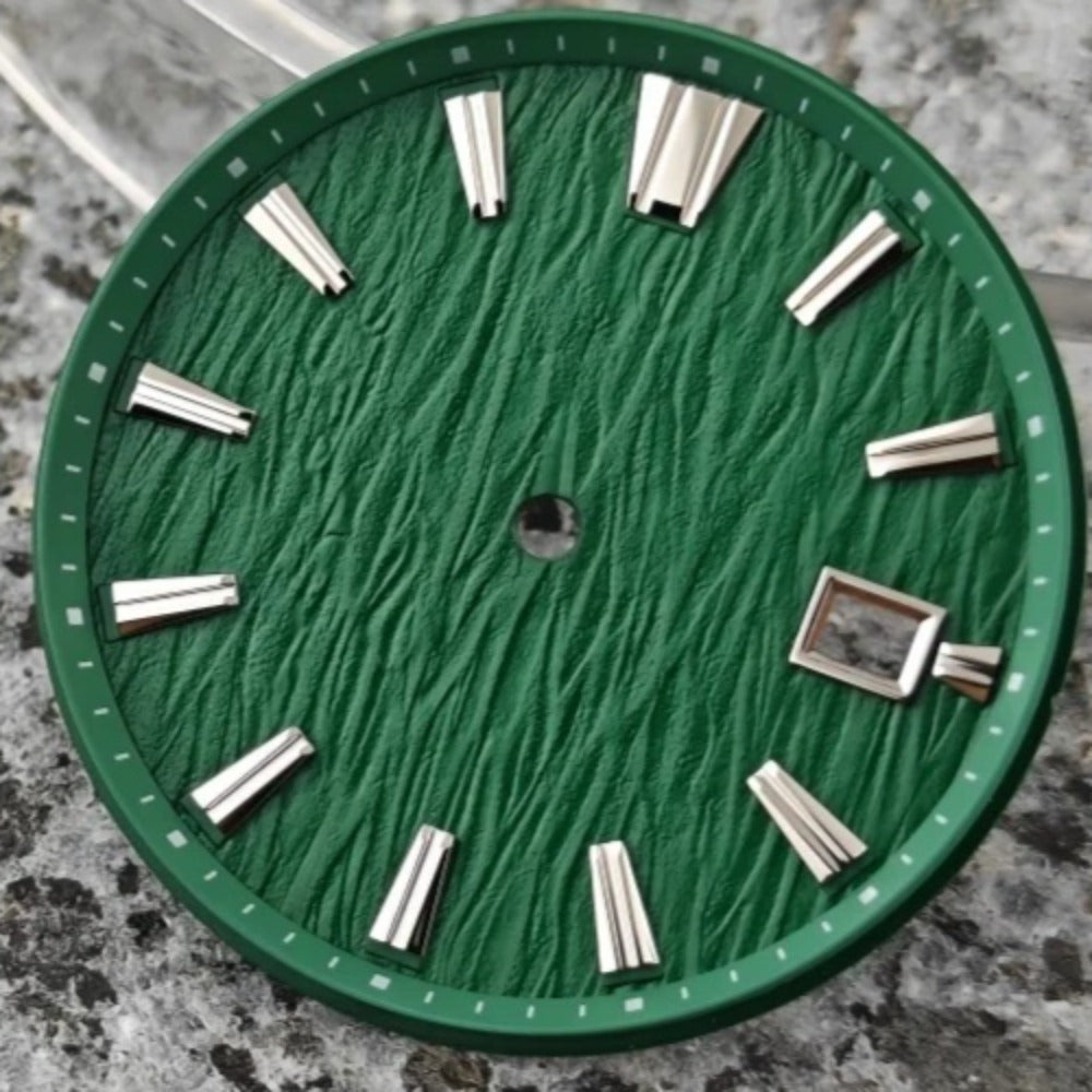 32.3mm Green Modified Vertical Grain Watch Dial for NH35 NH36 No Logo No Lume