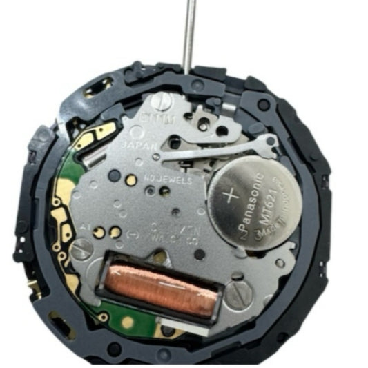 Citizen E111 Eco-Drive watch movement with solar power, 3-hand date at 3, Japan made craftsmanship.