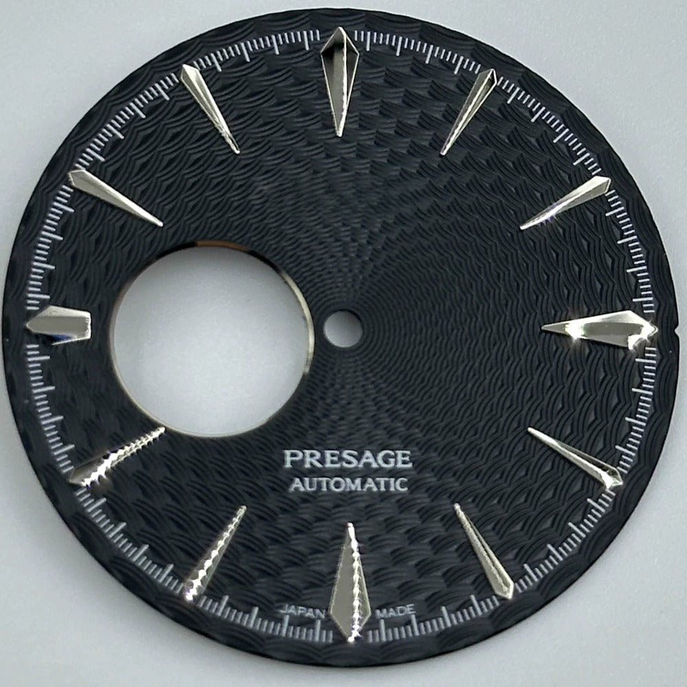 35mm Black+Silver Nail Cocktail Modified Datejust Watch Dial for NH38 Movement