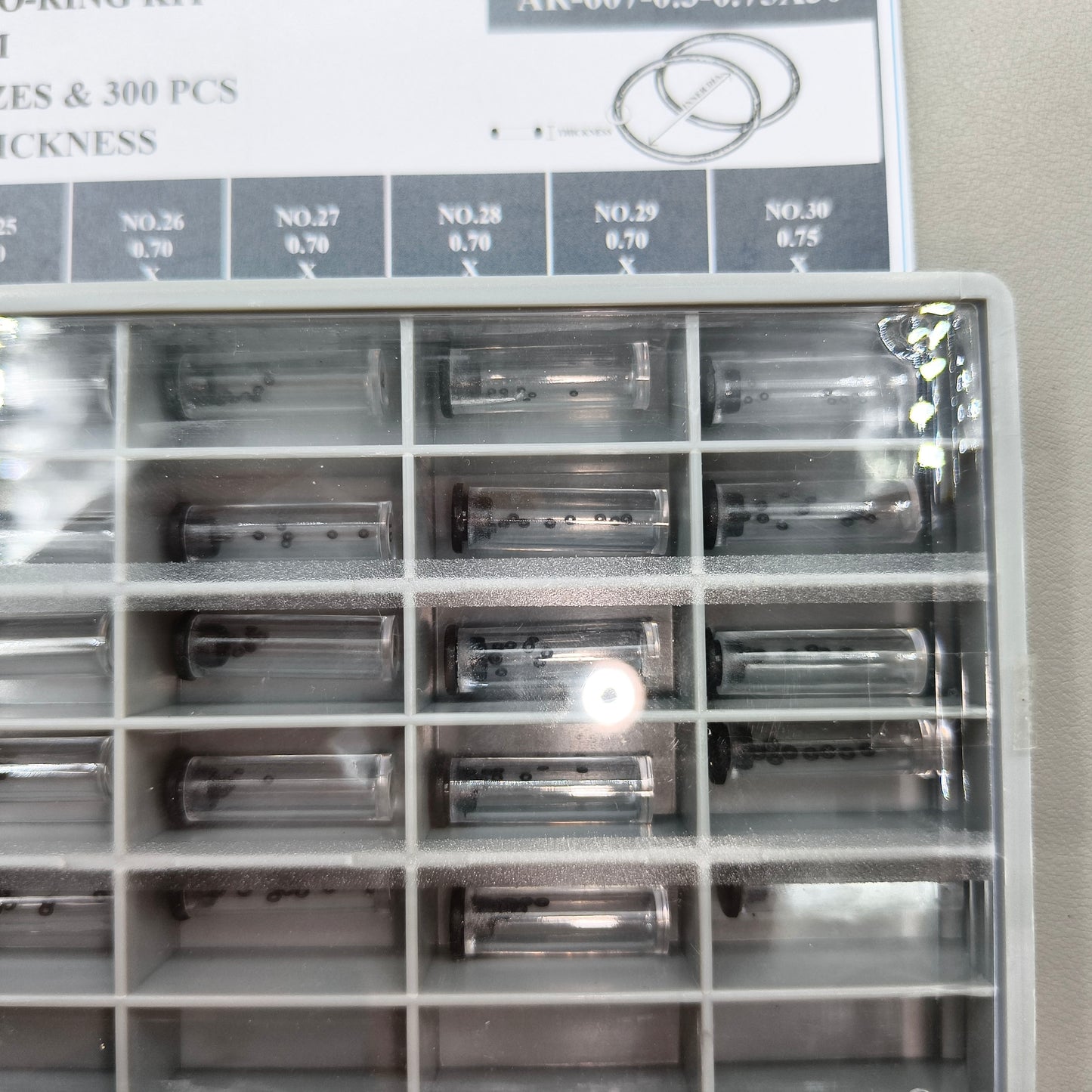 300 PIECES 30 Sizes 0.3-0.75mm Waterproof Mini O-ring Kit for Watch Crown Seal