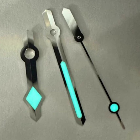 Silver Trim C3 blue lume watch hands for ETA2824 2892 movement, precision fit.