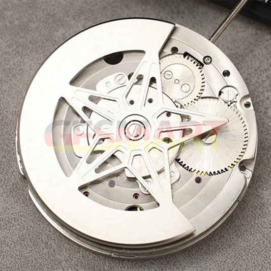 Dandong Silver watch accessory featuring hollow star and moon phase design, automatic mechanical movement, elegant detail.