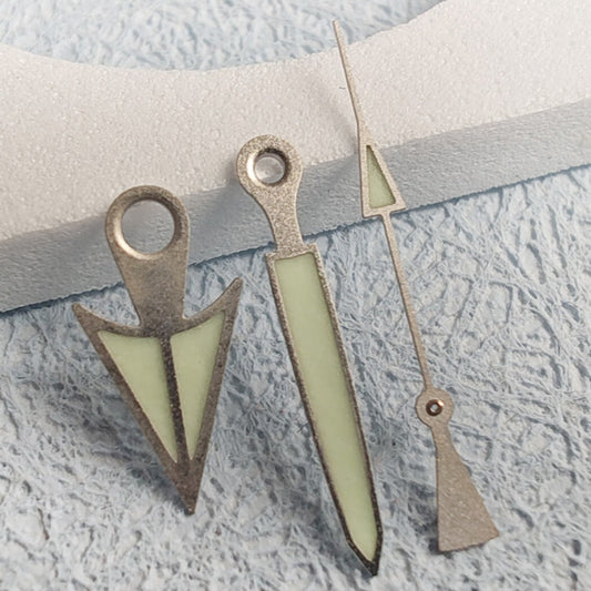 Matte C3 green lume watch hands, 16mm, compatible with NH34 NH35 NH36 NH38 NH39 NH70 NH72 movements, precision crafted.