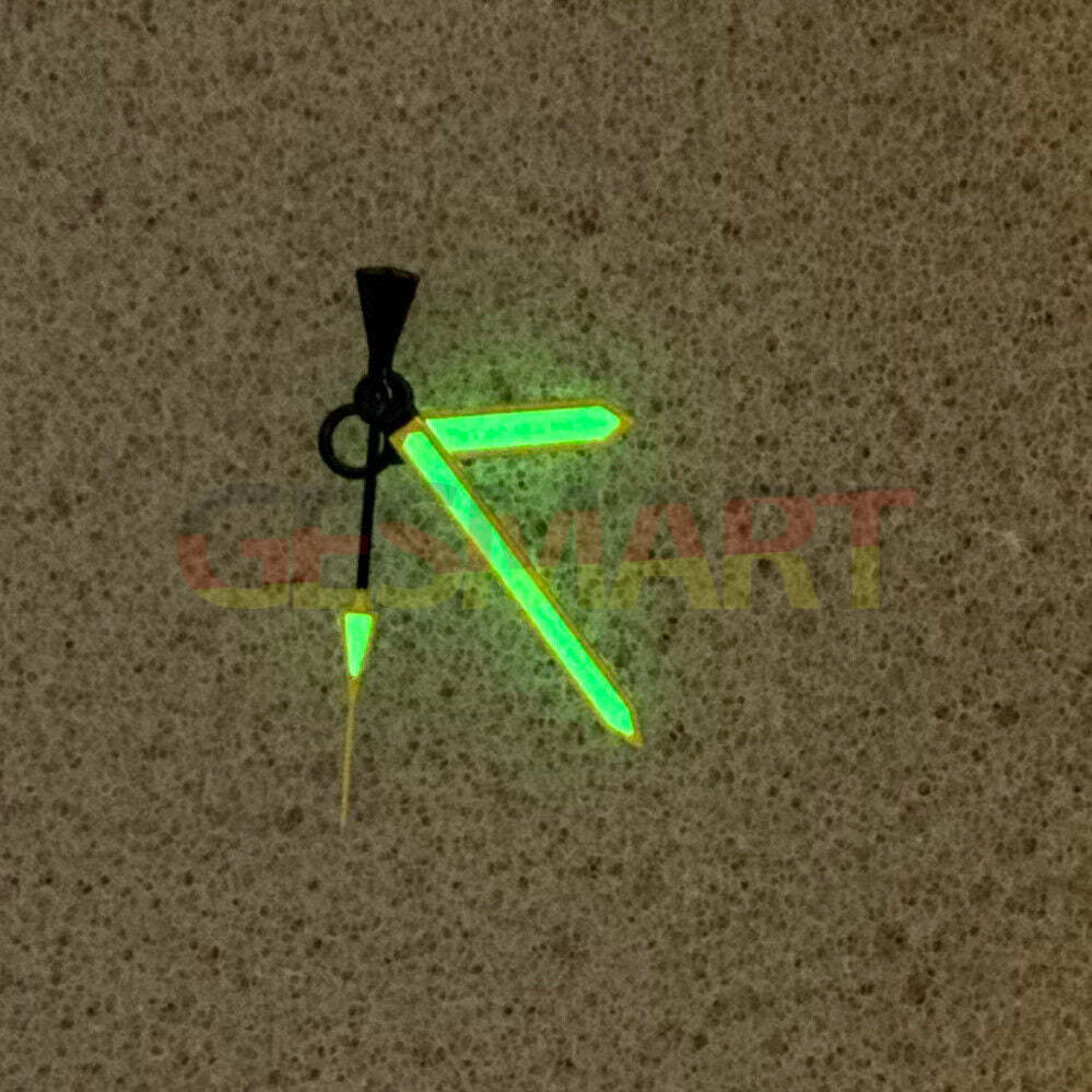 Yellow trim green luminous watch hands designed for NH35/NH36 movement, perfect for precise timekeeping.