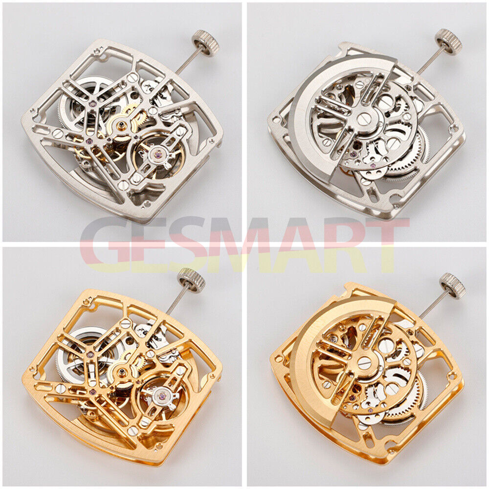 Asiatisches HZ1C01A Silber/Gold/Schwarzes tonnenförmiges automatisches mechanisches Uhrwerk