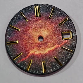 Dark Red Universe Theme 28.5mm Watch Dial For NH35 Movement No Lume Date At 3