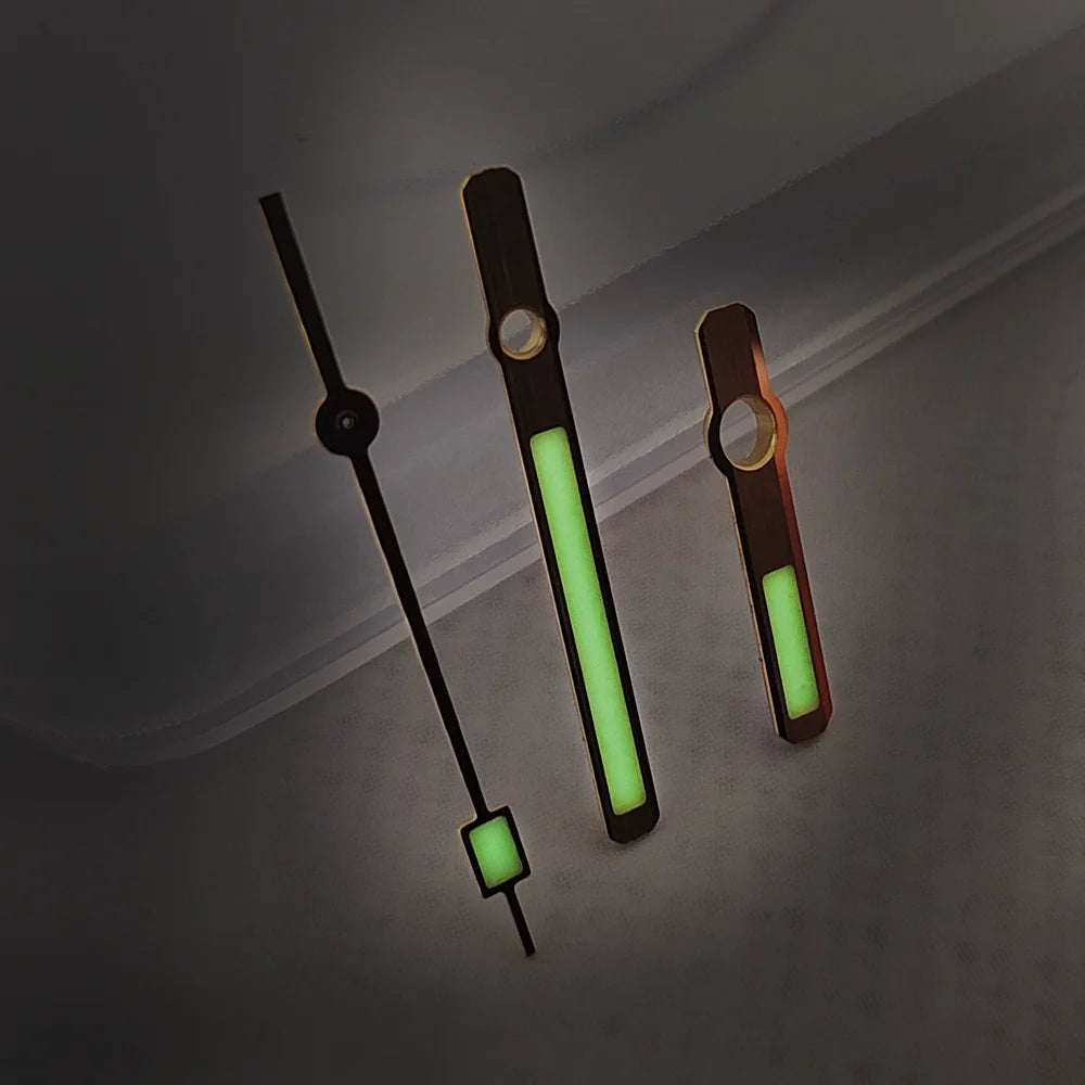 17mm golden trim 62MAS watch hands with bright C3 green lume, compatible with SKX007 and NH35.