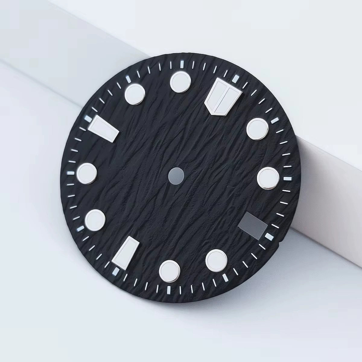 Black Tree Grain 28.5mm No Logo Watch Dial For NH35 Movement Green Lume