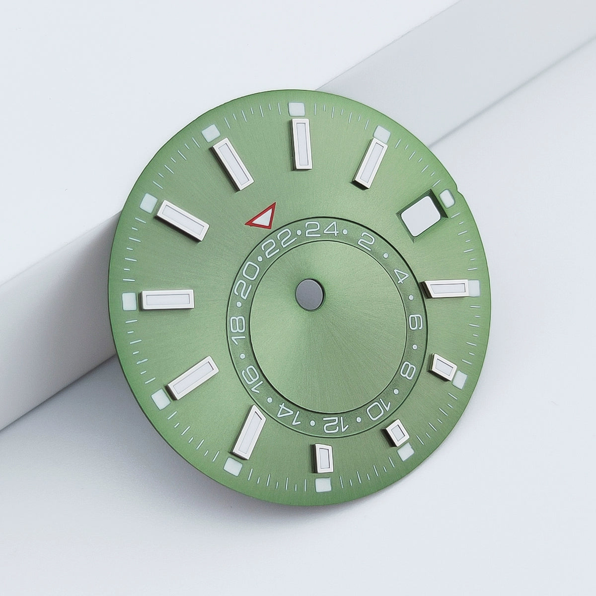 Green 28.5mm Watch Dial For NH35 Movement Green Lume No Logo 24-Hour