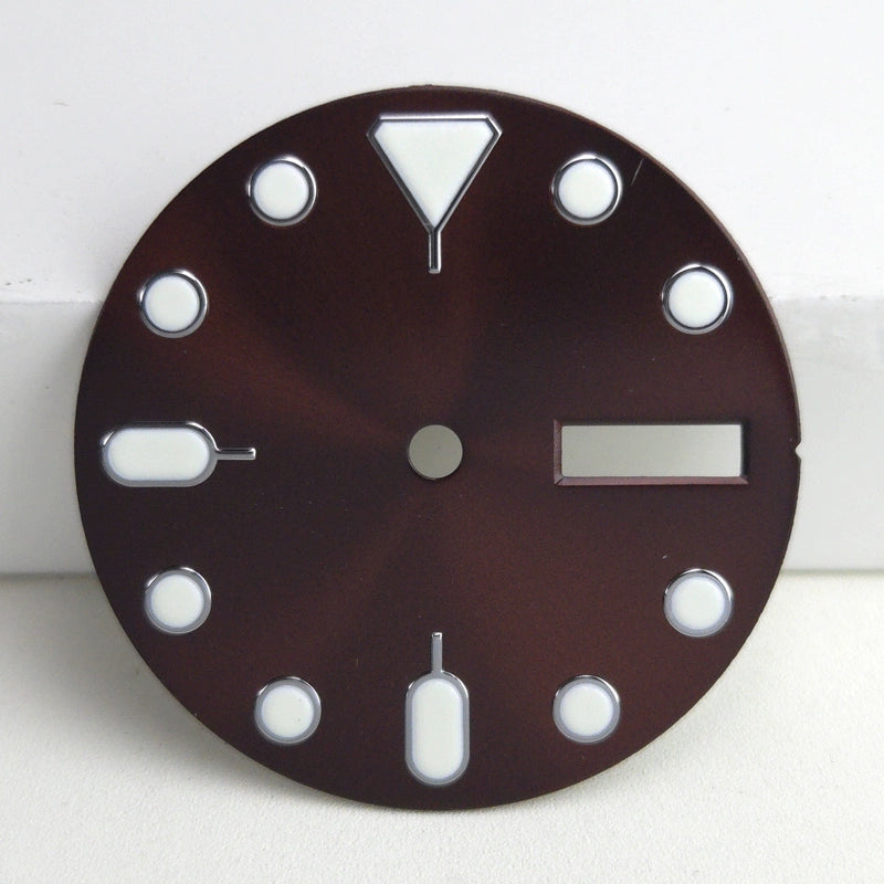 28.5mm Green Lume Brown Watch Dial Fit For NH36 Movement No Logo