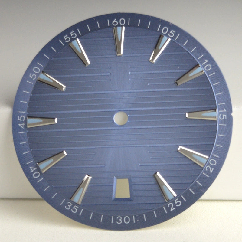 Gradient Light Blue 33.5mm Watch Dial For NH35 Movement Green Lume No Logo Date At 6