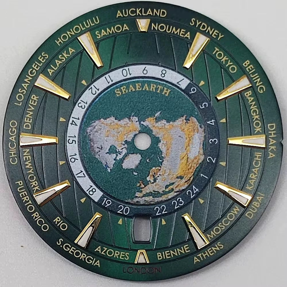 Green 34mm Nautical Theme Green Lume Watch Dial For NH35 NH36 Movement