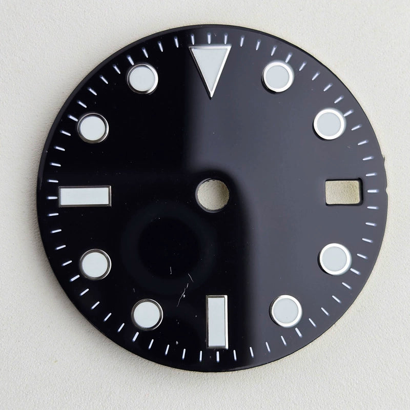 Black 28.5mm Blue Lume Watch Dial For NH36 Movement No Logo No GMT