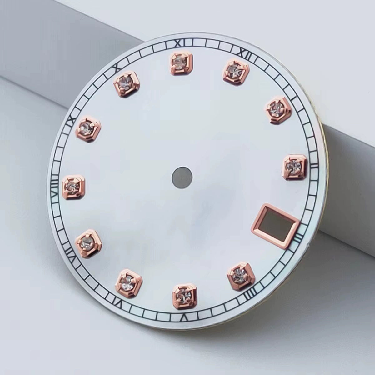 Rose Golden Nail 28.5mm White Shell Watch Dial For NH35 NH36 Movement No Logo