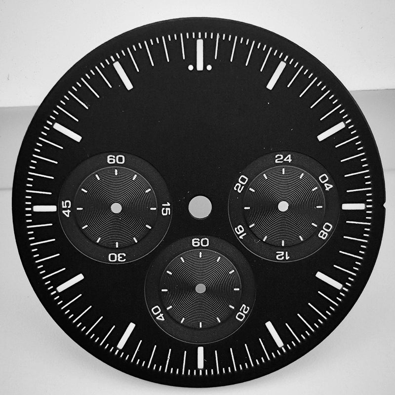 Black 33.5mm Watch Dial For VK63 Quartz Movement Green Lume No Logo