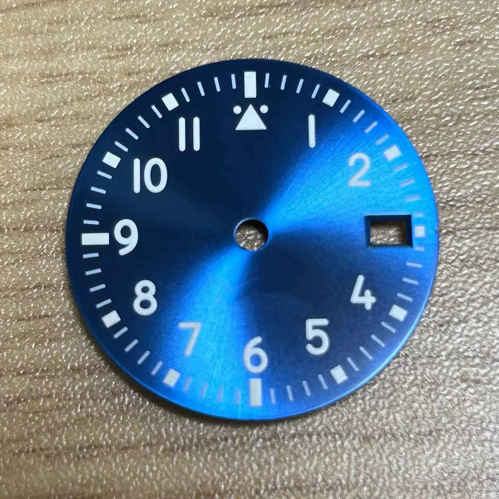 Solid Blue 29mm Watch Dial For NH35 NH36 Movement Green Lume No Logo