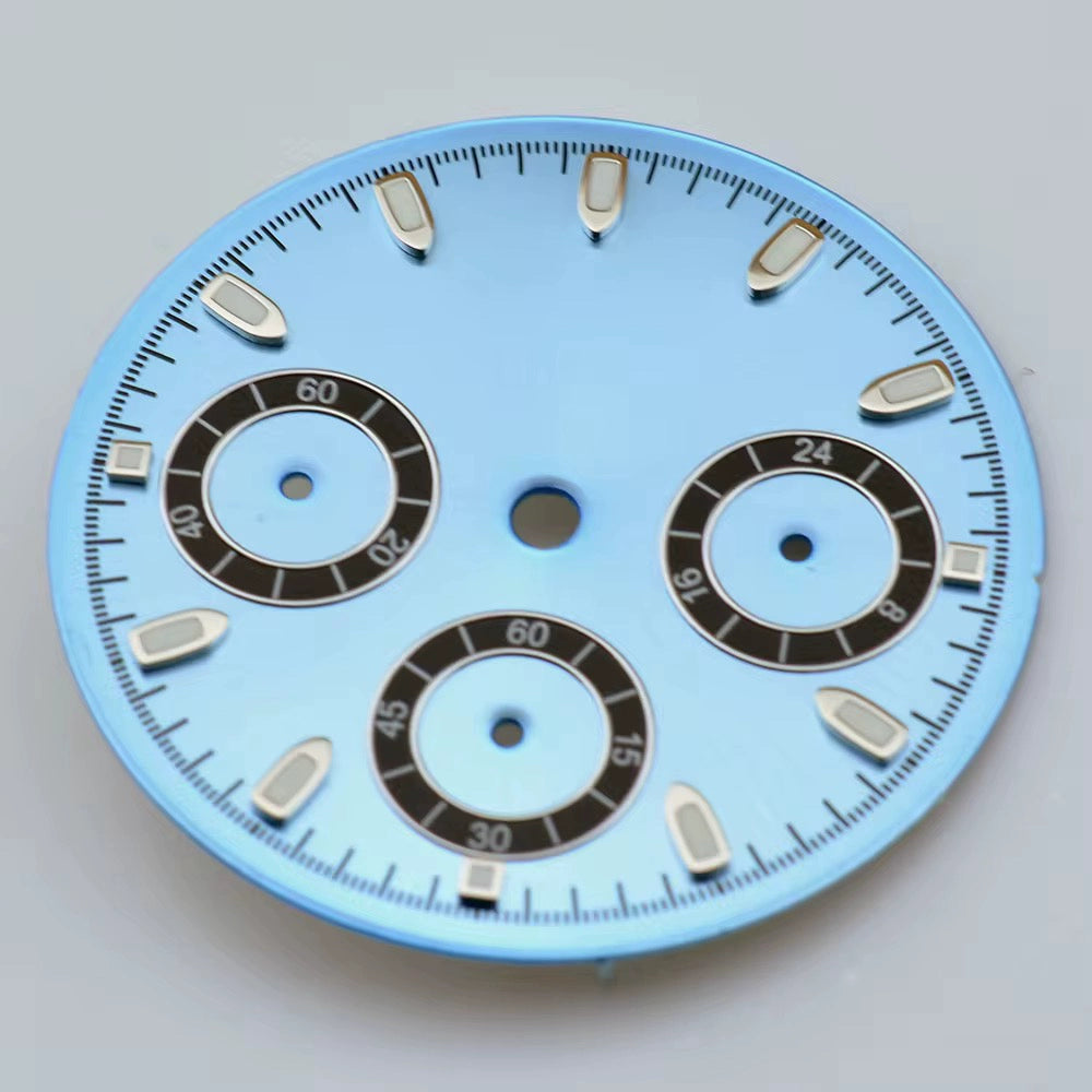 29.8mm Light Blue No Logo Watch Dail Fit For VK63 Movement Silver Nail