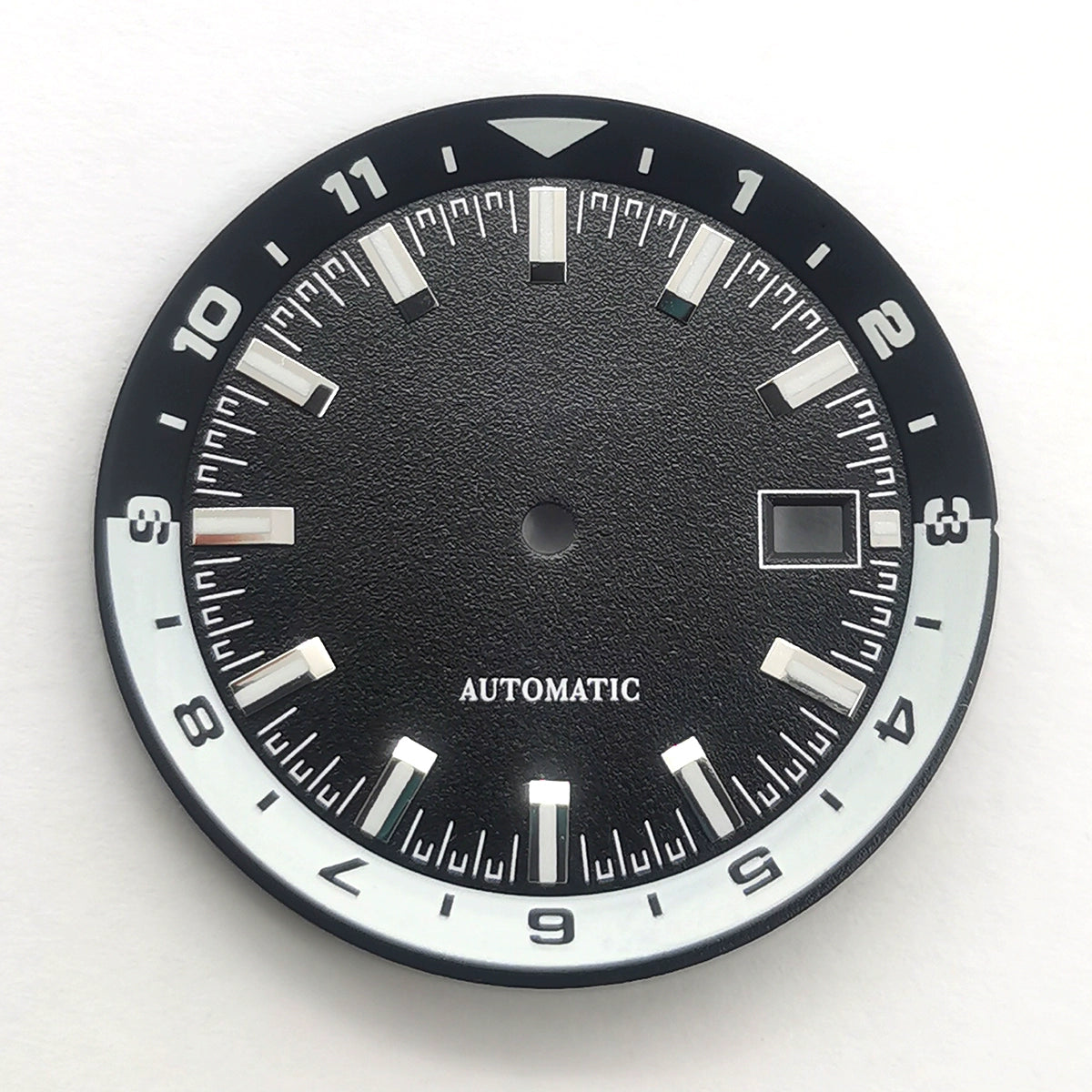 36.5mm White+Black Watch Dial For NH35 Movement Green Lume No Logo