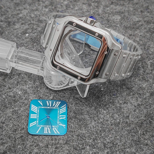 38mm 316L Stainless Steel Square Watch Case Set for NH36 4R36 Movement
