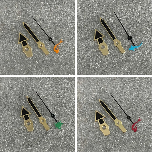 Gold Edge Mermaid/Turtle Black Watch Hands with Second Hands for NH35/NH36/4R/7S