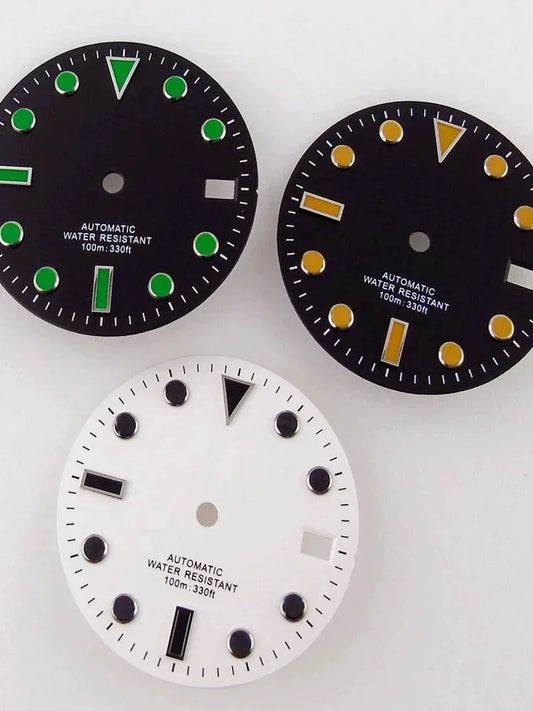 28.5mm Black White Face Single Calendar Submarine Dial For NH34 NH35 NH36