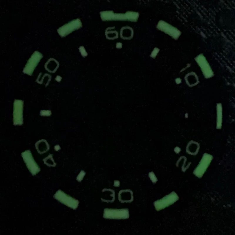 28.5mm S Logo SKX Minute Number Watch Dial Green Luminous Fit NH35/NH36/7S/4R
