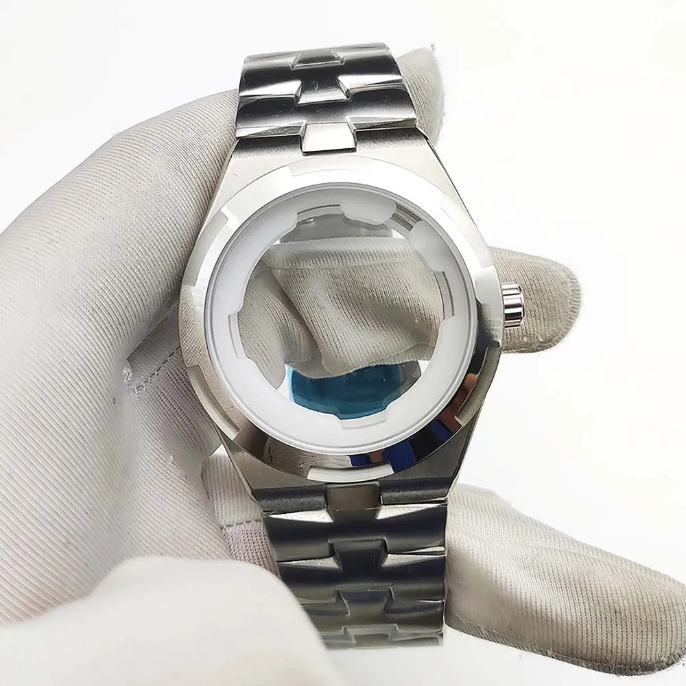 41mm Watch Case Strap Set for NH35 NH36 Sapphire Glass Transparent Back Cover