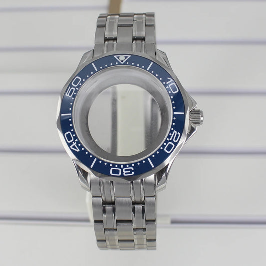 41mm Silver Watch Case 316L for Seamaster 300 NH35 NH36 NH38 NH34 Sapphire Glass