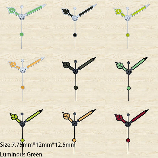 Green Luminous ColorfulCusp Benz 7.75*12*12.5mm Watch Hands for NH35/NH36/4R/7S