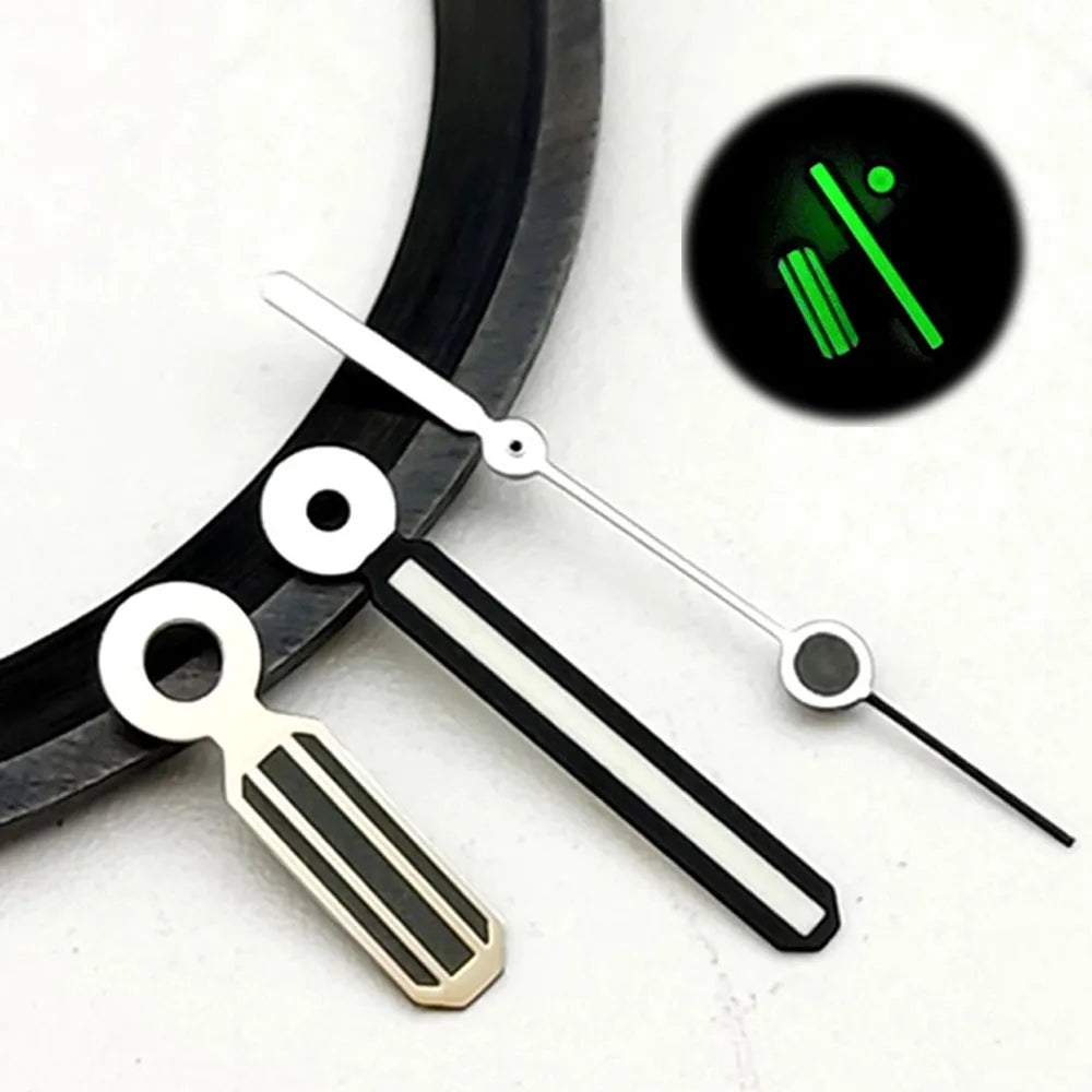 Black Orange Watch Hands With Green Luminous for NH35 NH36 Movement