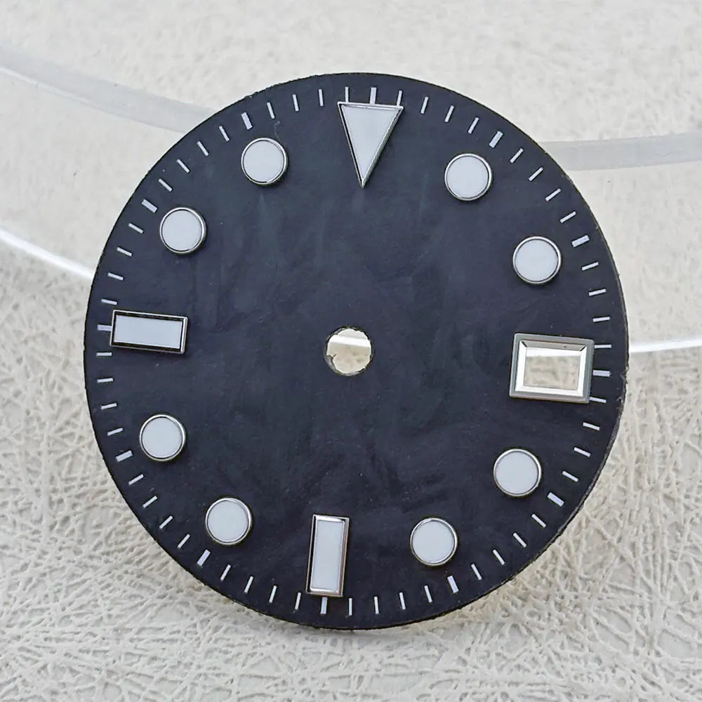 28.5mm Carbon Fiber Material NH Series Watch Dial C3 Luminous For NH34 NH35 NH36