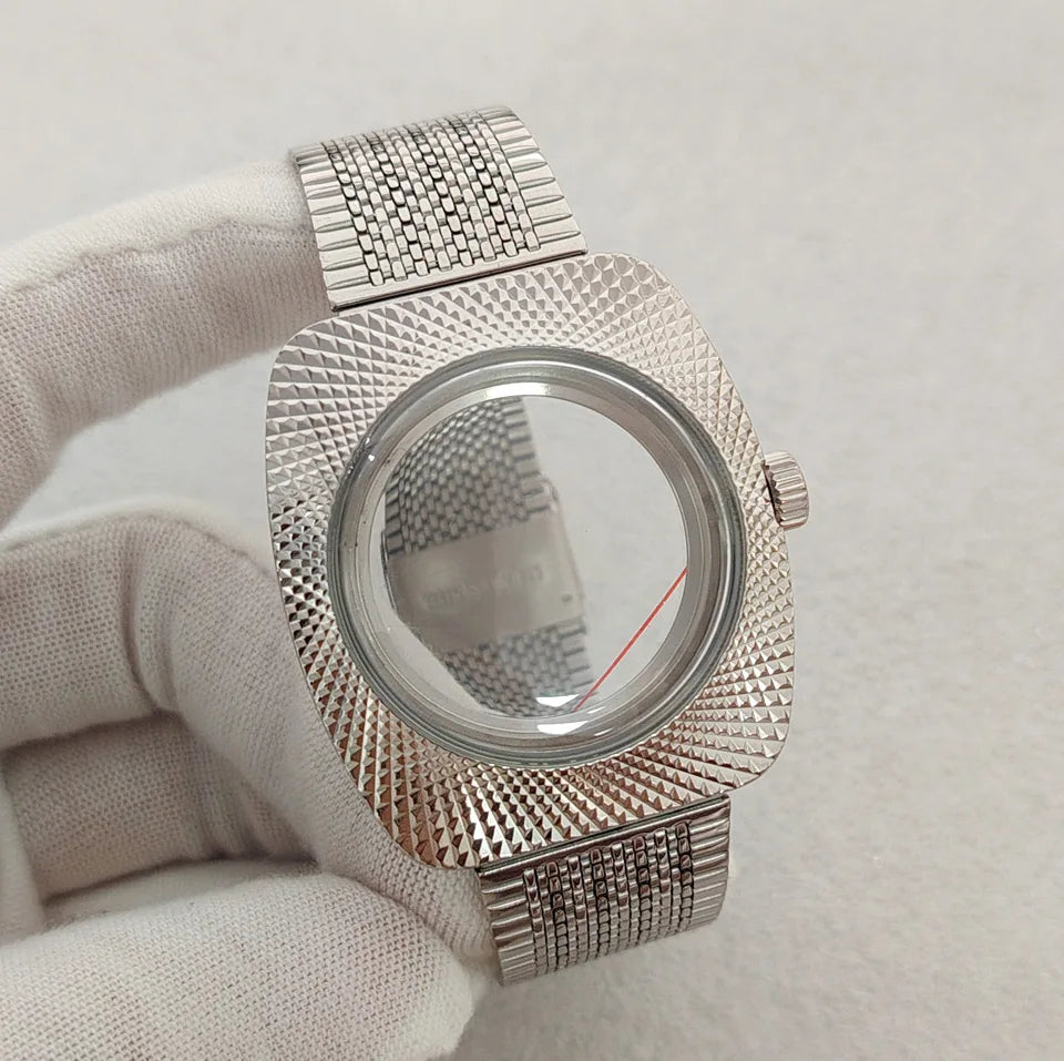 36.5mm Watch Case+Watch Strap Polished Bird's Nest Design for NH35/NH36/7S