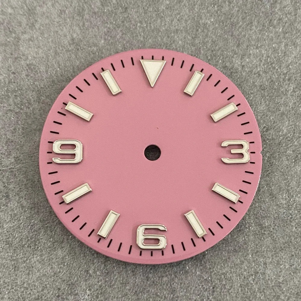 Modified 28.5mm Watch Dial 369 Nail with Green Luminous for NH35/ NH36/ 4R/ 7S