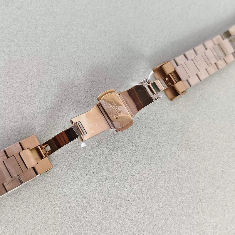 41mm Silver Watch Case+Strap Diamond inlaid Material Waterproof Fit NH35/NH36