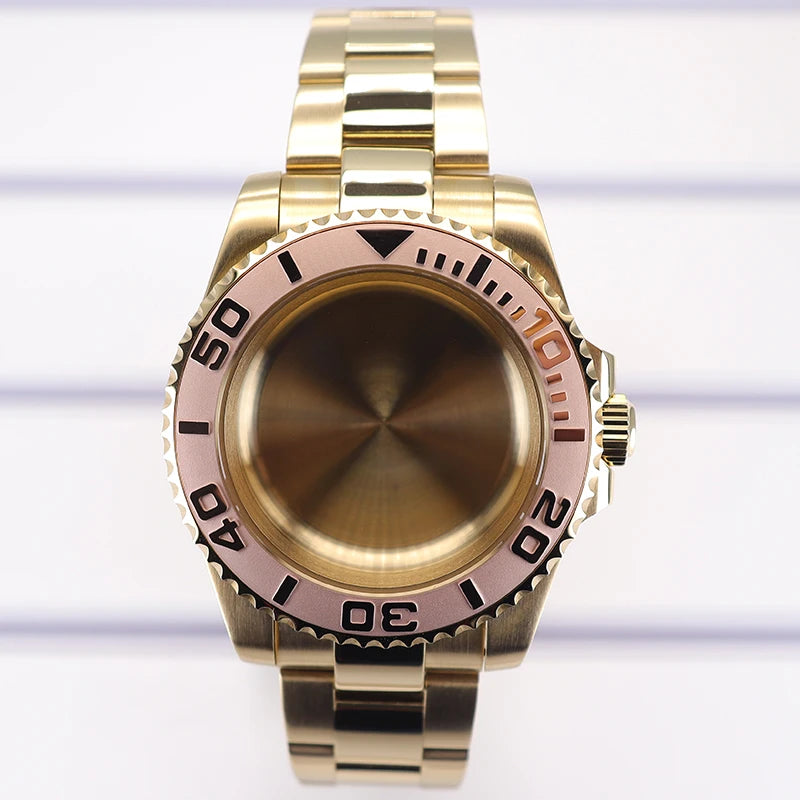 PVD 40mm Watch Case Sapphire For Nh35 Nh36 Nh34 Nh38 Eta 2824 Miyota 8215 YACHT