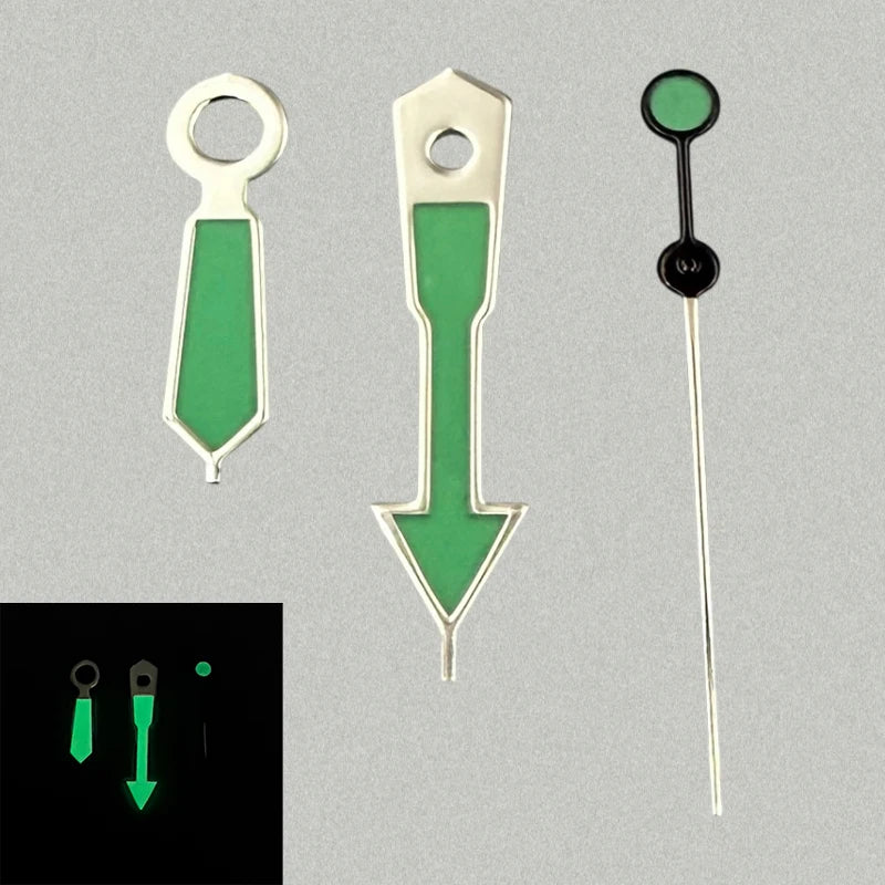Modified Arrow Green Luminous Watch Hands Pointers for NH35/NH36/4R/7S Movement