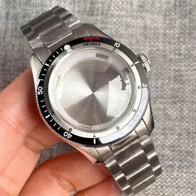 40mm Double Bow Sapphire Glass Watch Case Fit NH34 NH35 NH36 2824 Ceramic Bezel