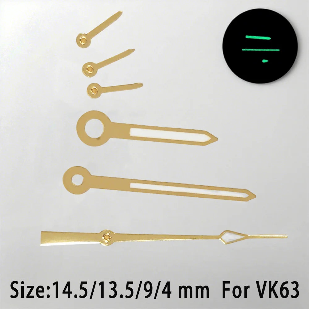 C3 Green Luminous Watch Hands For VK63 Movement Wristwatches fit 32.5mm Dials